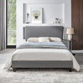 Lit plateforme tapissé Queen Size avec support à lattes en bois pour chambre à coucher