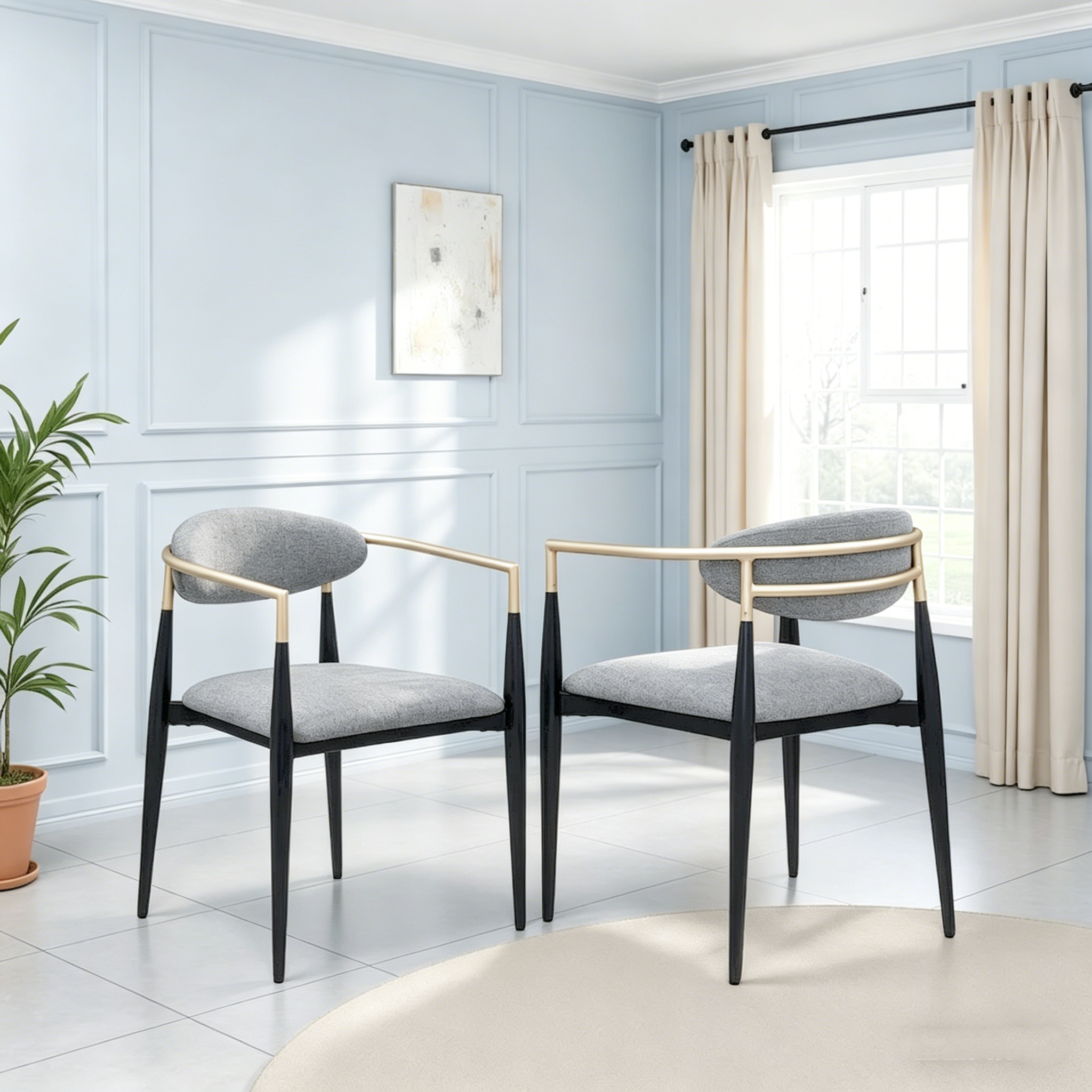 Chaise de salle à manger moderne et élégante avec structure en métal noir
