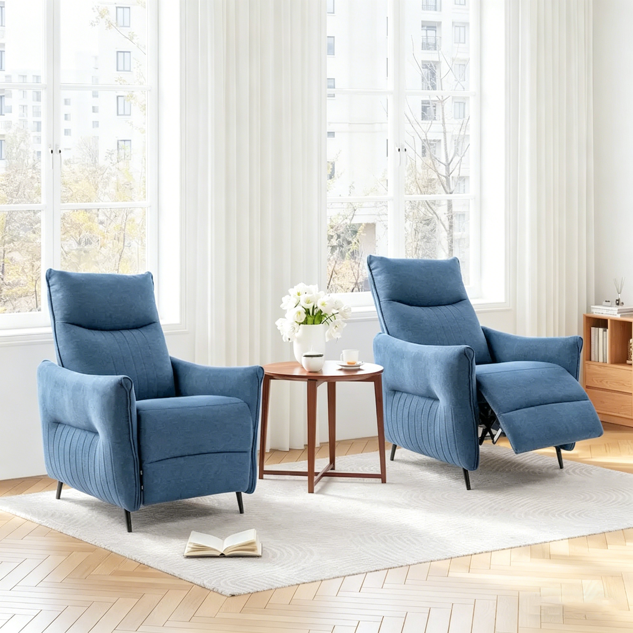Fauteuil inclinable en tissu avec dossier segmenté