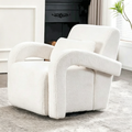 Fauteuil confortable en tissu effet peluche blanc