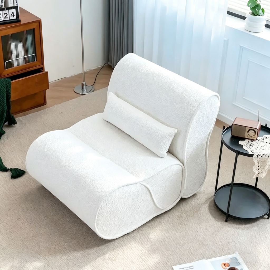 Fauteuil inclinable classique en tissu avec coussin décoratif assorti