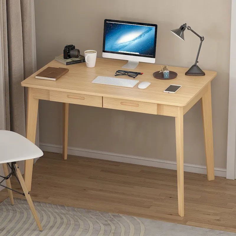 Bureau d'ordinateur en bois de 24 cm avec deux tiroirs
