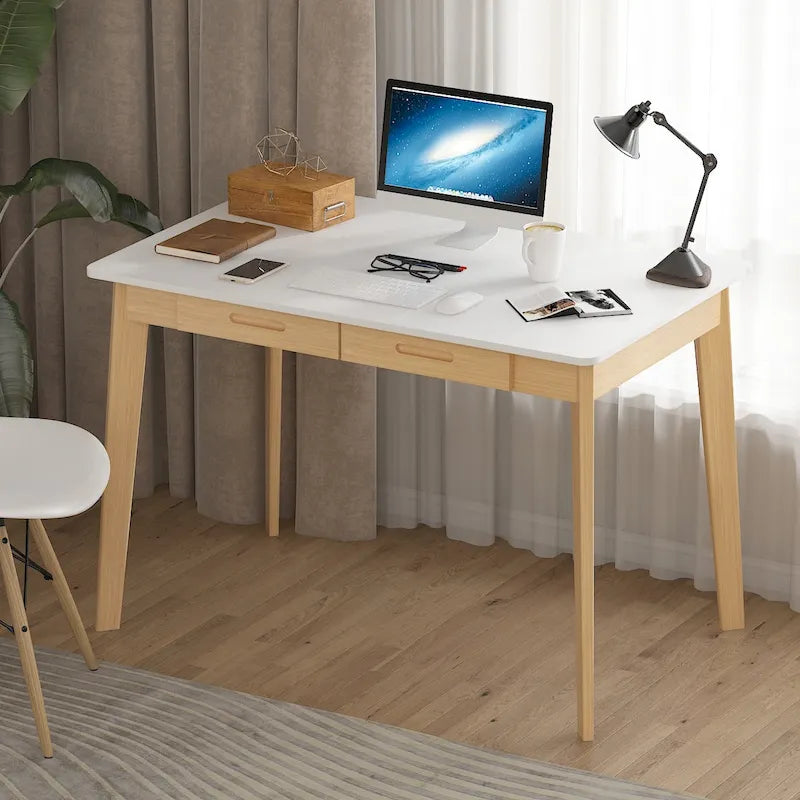 Bureau d'ordinateur en bois de 24 cm avec deux tiroirs