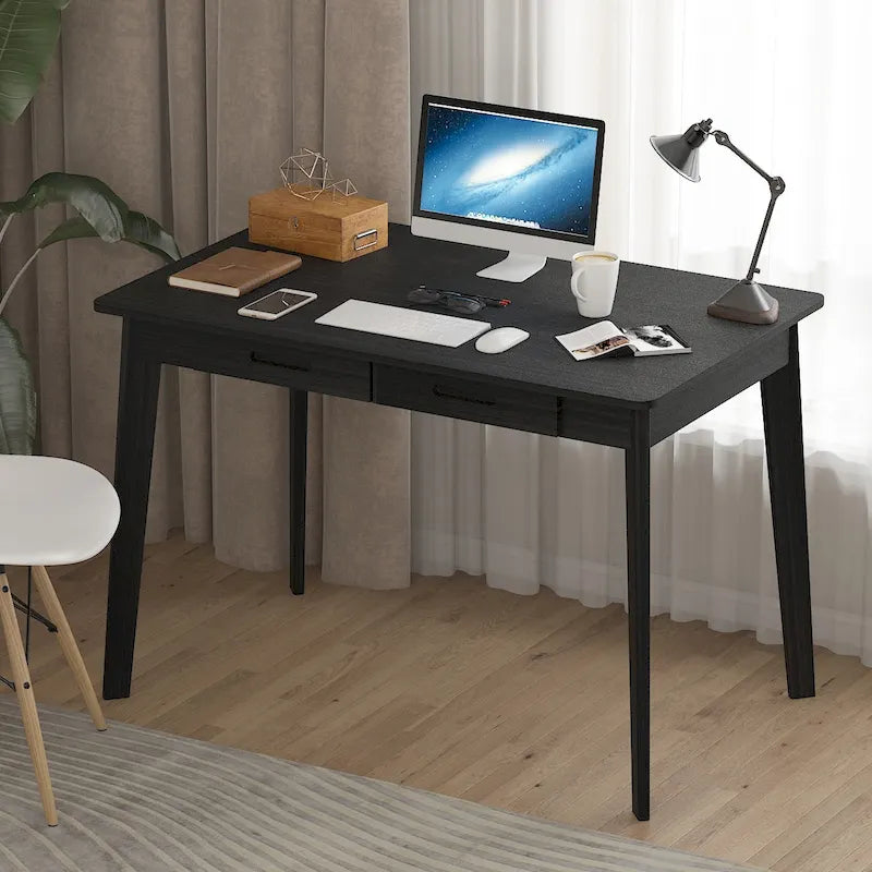 Bureau d'ordinateur en bois de 24 cm avec deux tiroirs