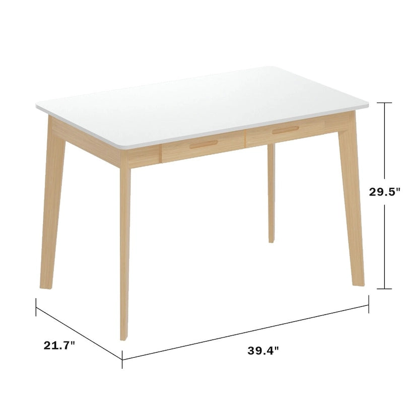 Bureau d'ordinateur en bois de 24 cm avec deux tiroirs