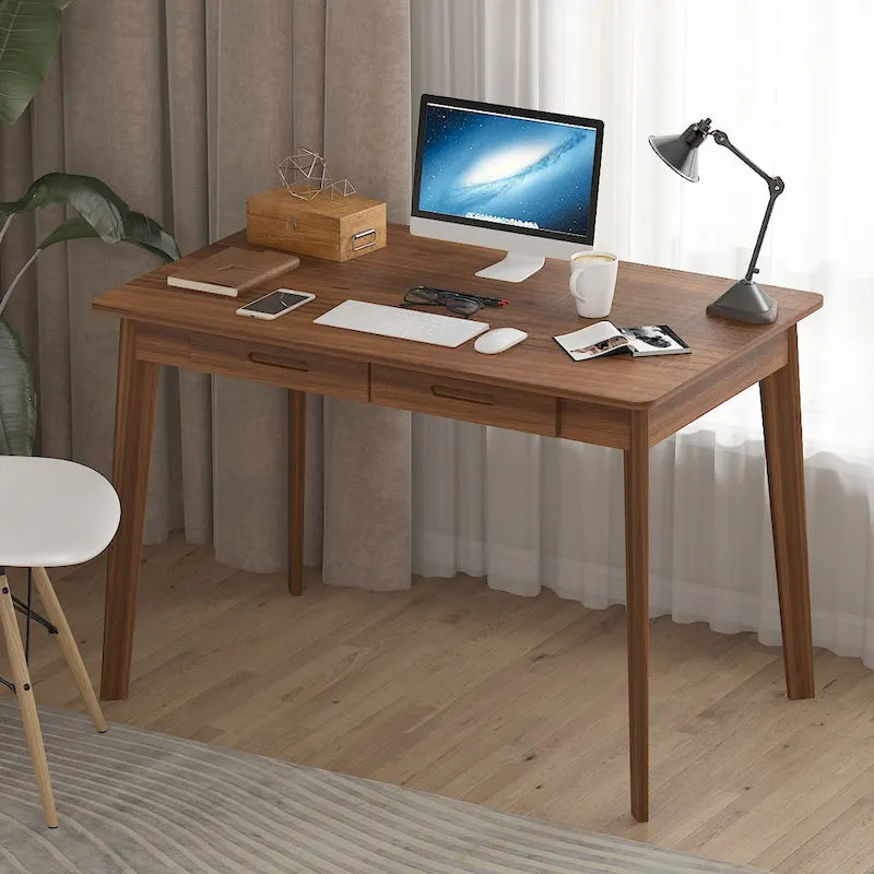 Bureau d'ordinateur en bois de 24 cm avec deux tiroirs