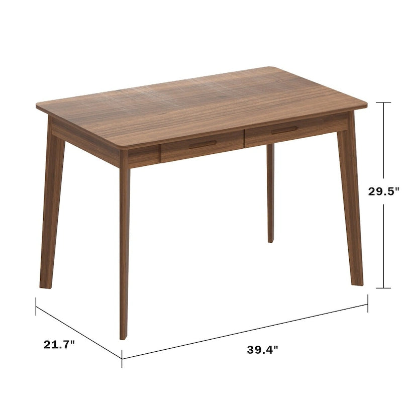 Bureau d'ordinateur en bois de 24 cm avec deux tiroirs
