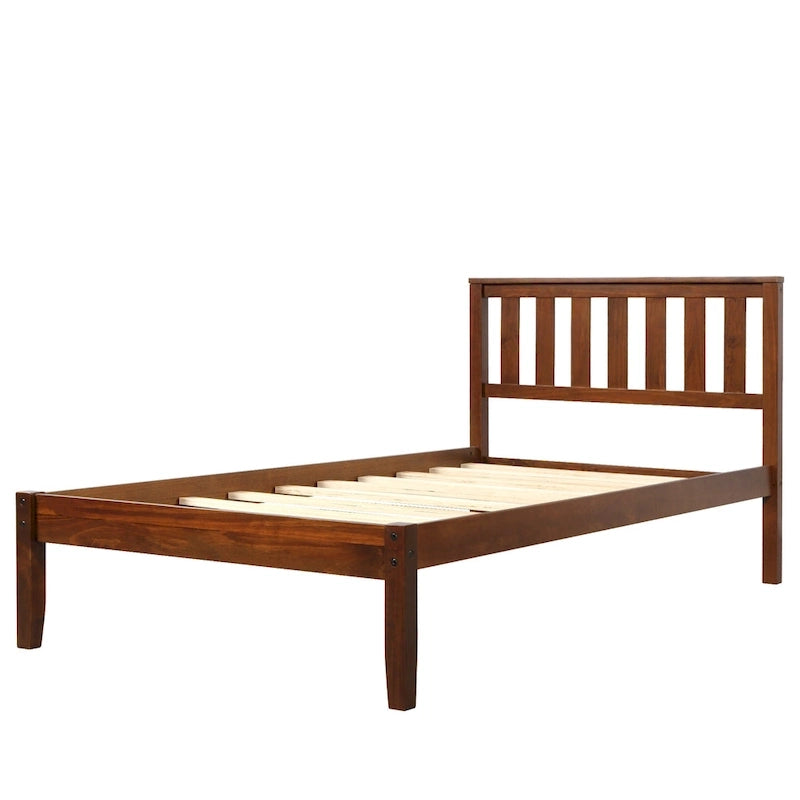 Lit plateforme en bois avec tête de lit