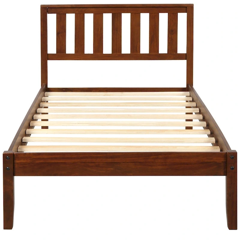 Lit plateforme en bois avec tête de lit