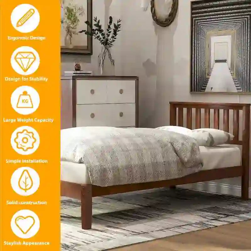 Lit plateforme en bois avec tête de lit