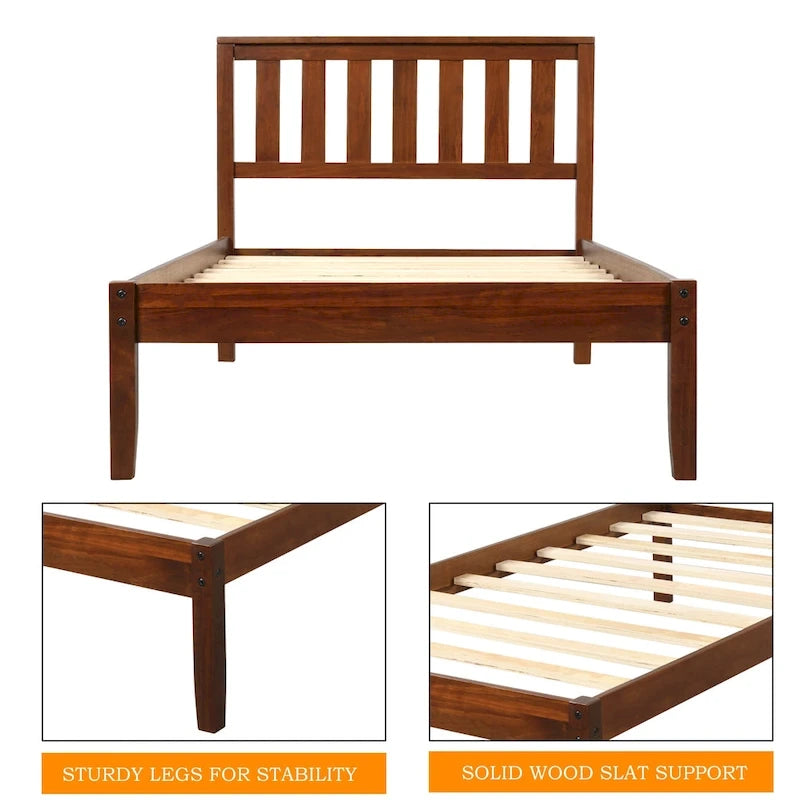 Lit plateforme en bois avec tête de lit