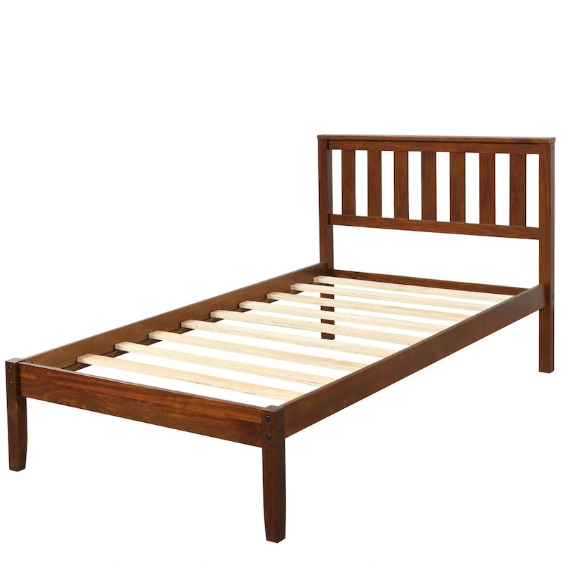 Lit plateforme en bois avec tête de lit