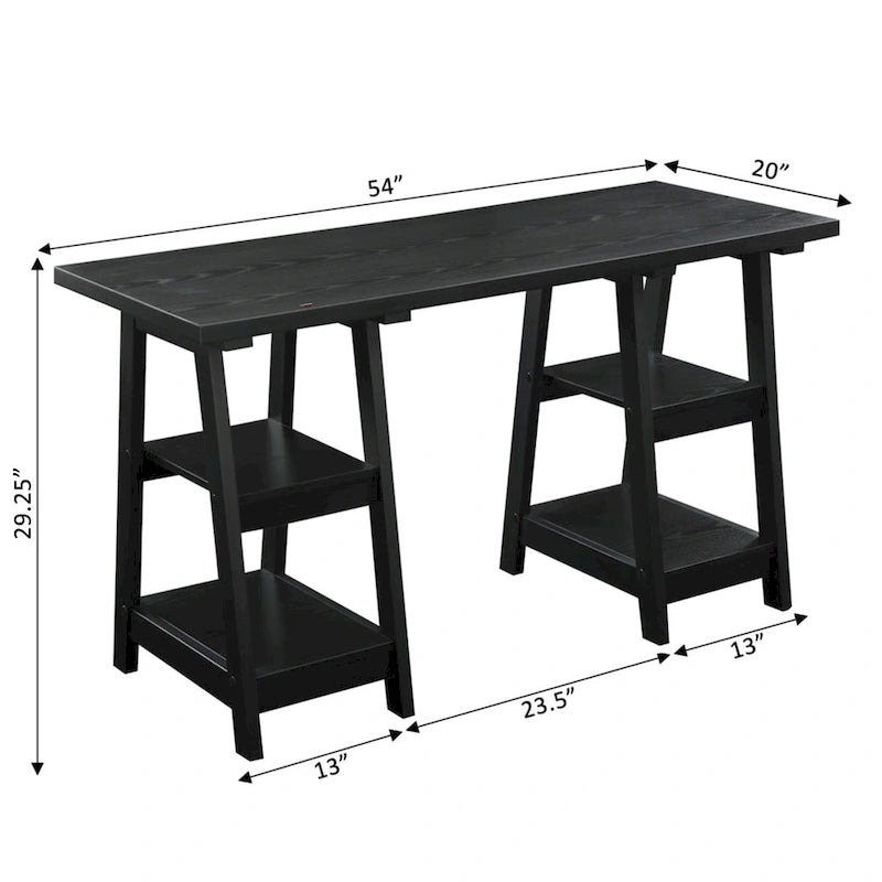 Bureau avec double support et étagère de rangement