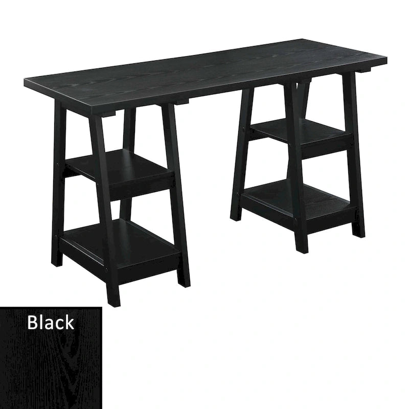 Bureau avec double support et étagère de rangement