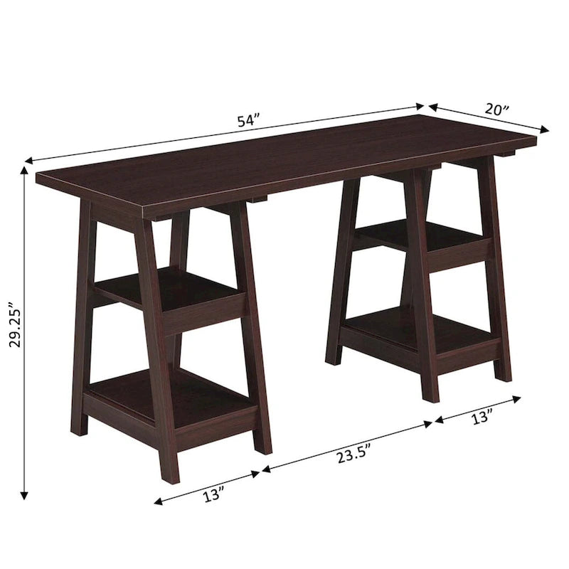 Bureau avec double support et étagère de rangement
