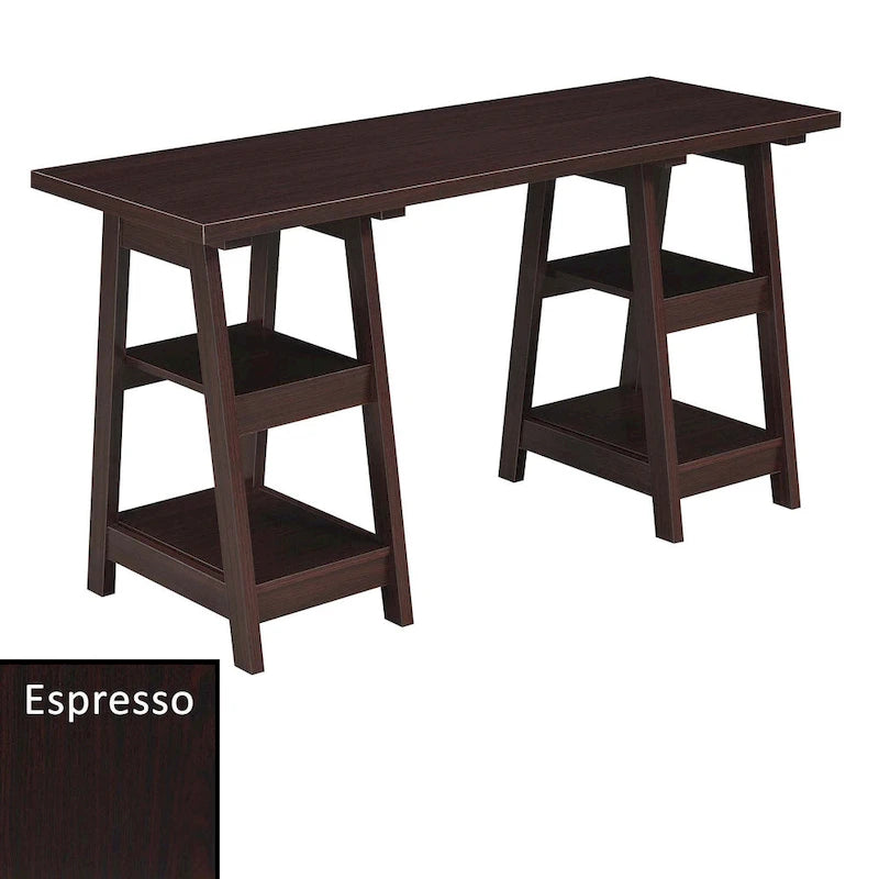 Bureau avec double support et étagère de rangement