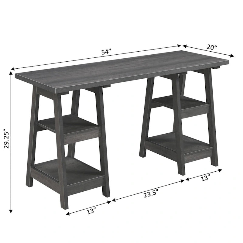 Bureau avec double support et étagère de rangement