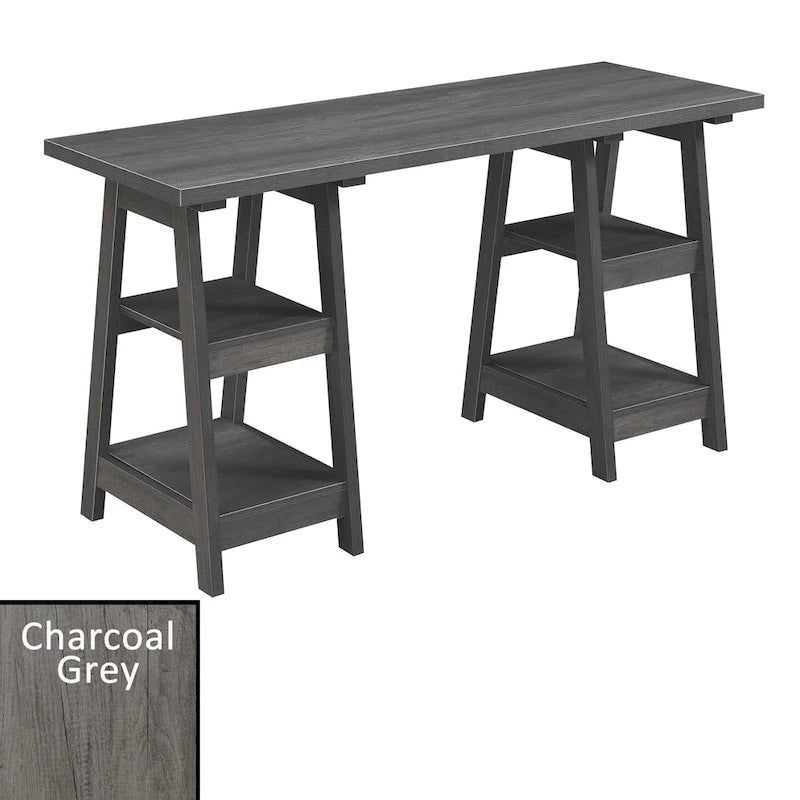 Bureau avec double support et étagère de rangement
