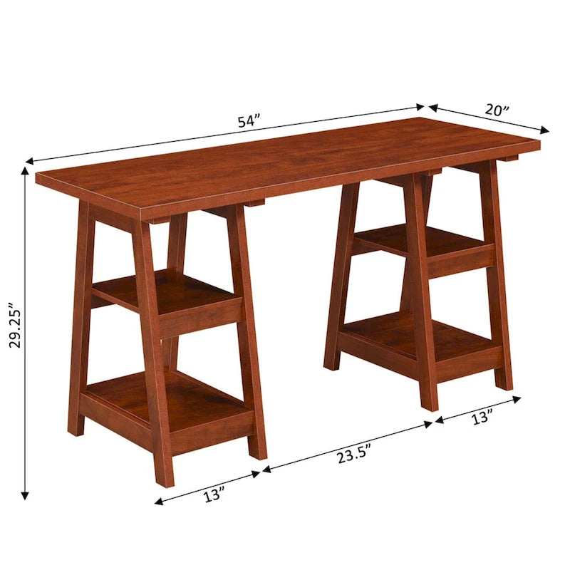 Bureau avec double support et étagère de rangement
