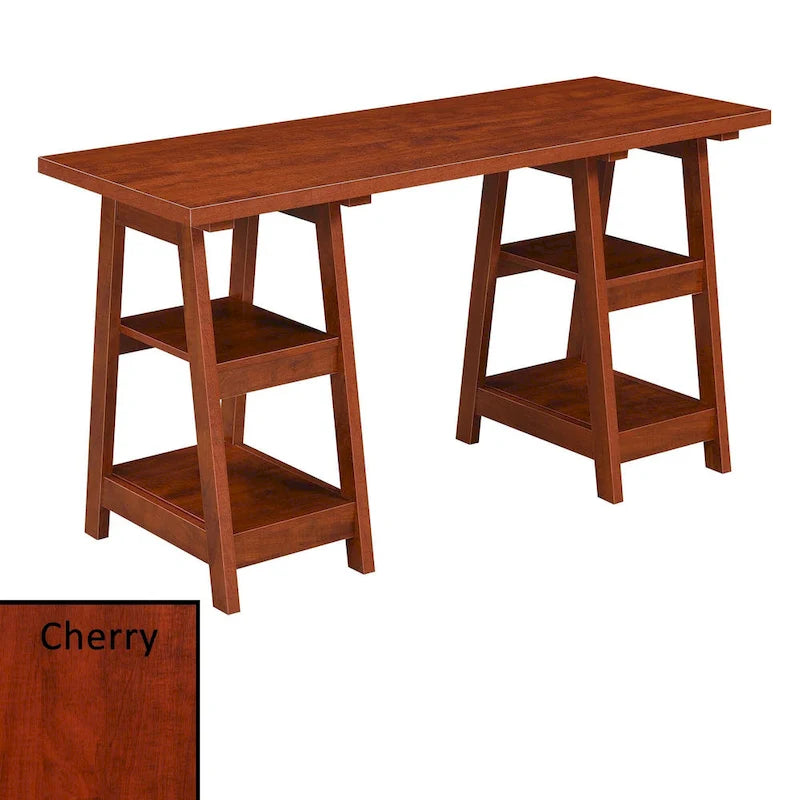 Bureau avec double support et étagère de rangement