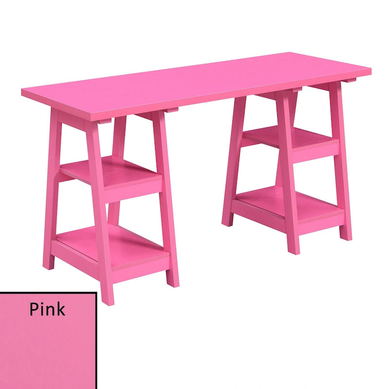 Bureau avec double support et étagère de rangement
