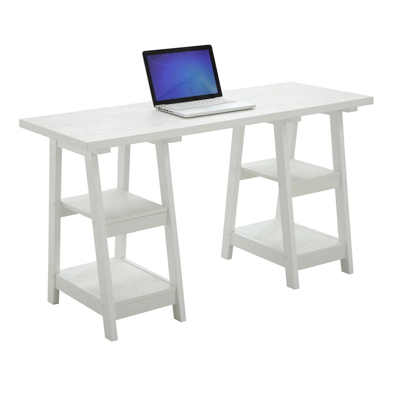 Bureau avec double support et étagère de rangement