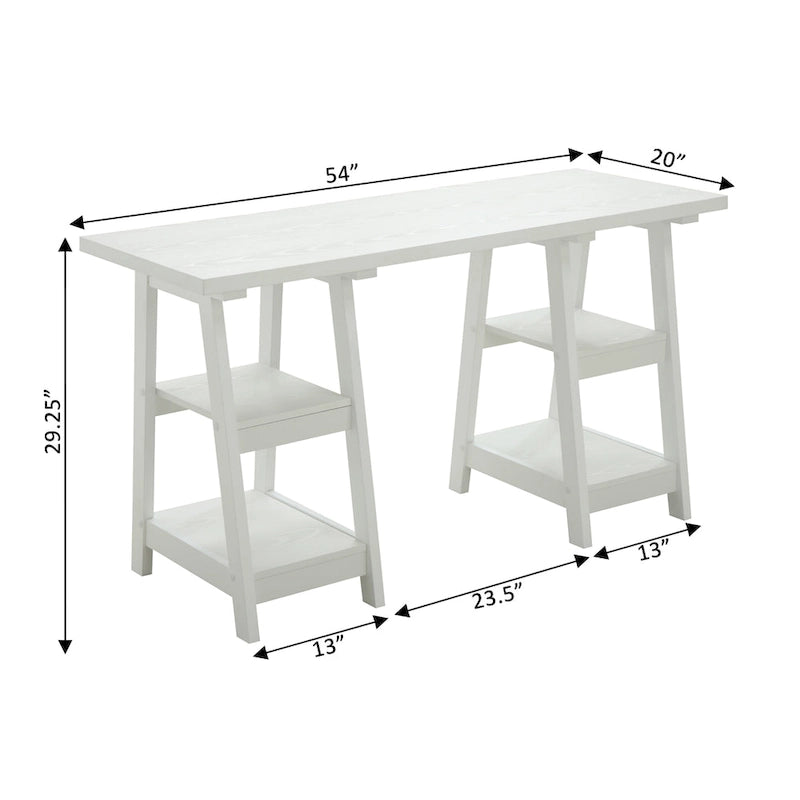Bureau avec double support et étagère de rangement