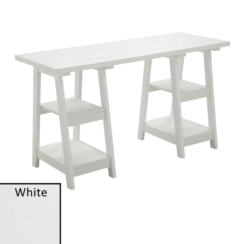 Bureau avec double support et étagère de rangement