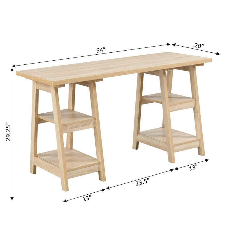 Bureau avec double support et étagère de rangement