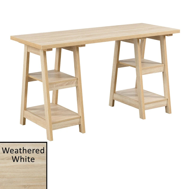 Bureau avec double support et étagère de rangement