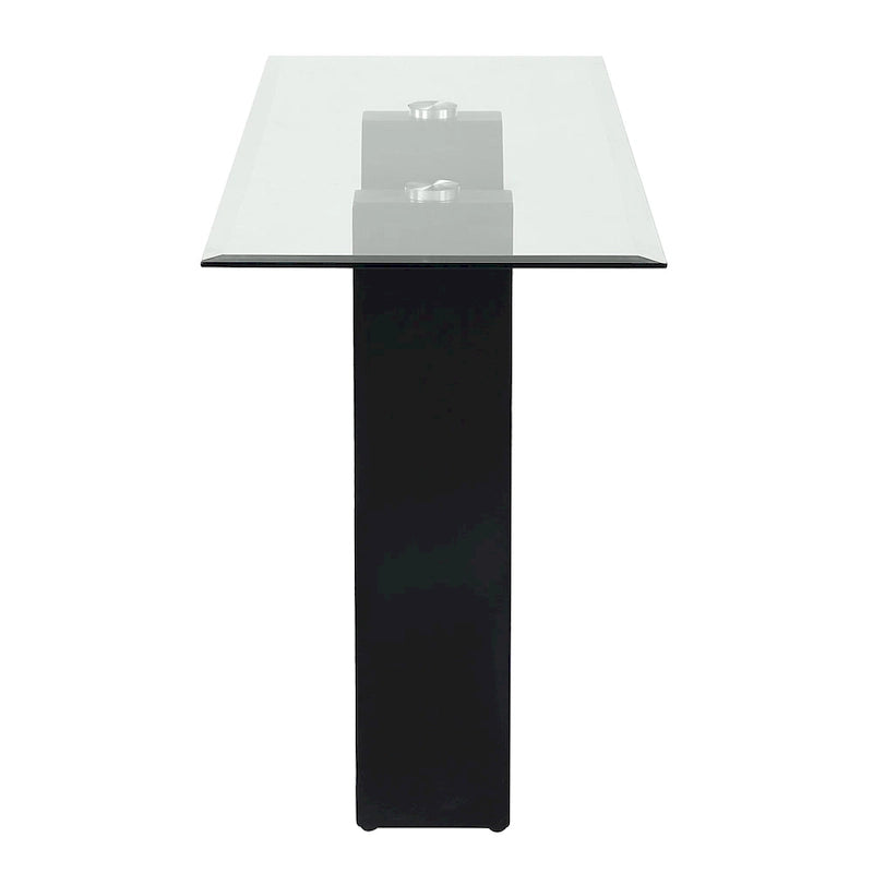 Console d'entrée moderne noire avec plateau en verre de 122 cm