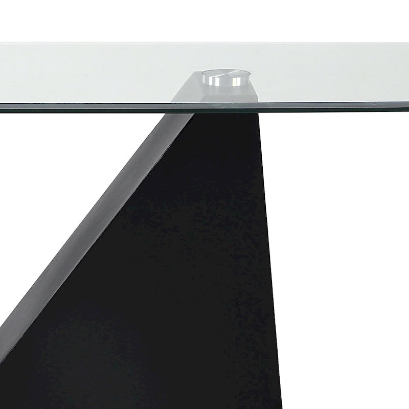 Console d'entrée moderne noire avec plateau en verre de 122 cm