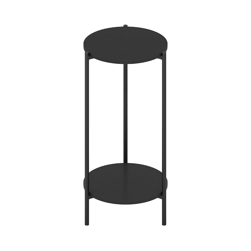 Table moderne double couche haute à bords arrondis avec pieds métalliques robustes
