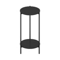 Table moderne double couche haute à bords arrondis avec pieds métalliques robustes