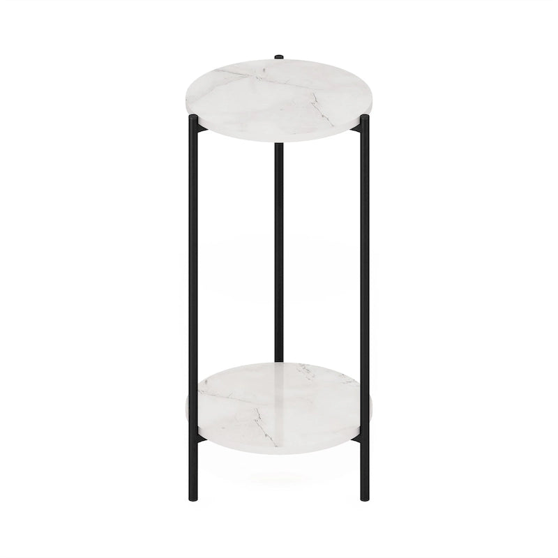 Table moderne double couche haute à bords arrondis avec pieds métalliques robustes