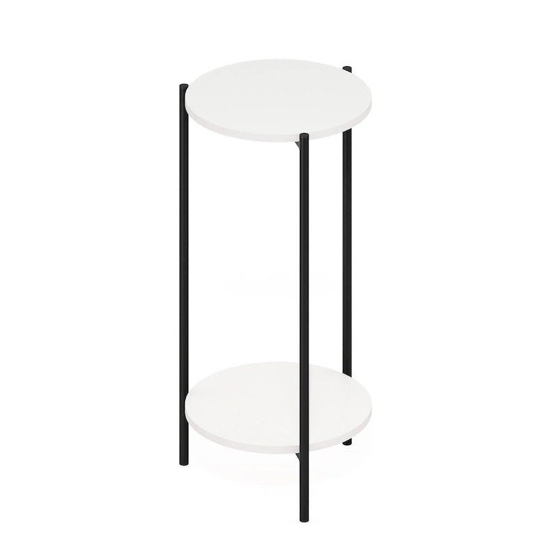Table moderne double couche haute à bords arrondis avec pieds métalliques robustes