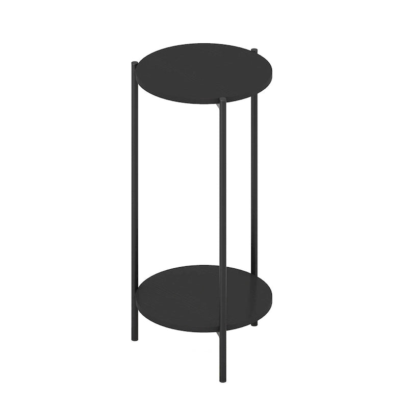 Table moderne double couche haute à bords arrondis avec pieds métalliques robustes