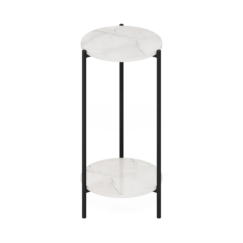 Table moderne double couche haute à bords arrondis avec pieds métalliques robustes