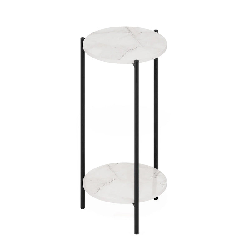 Table moderne double couche haute à bords arrondis avec pieds métalliques robustes