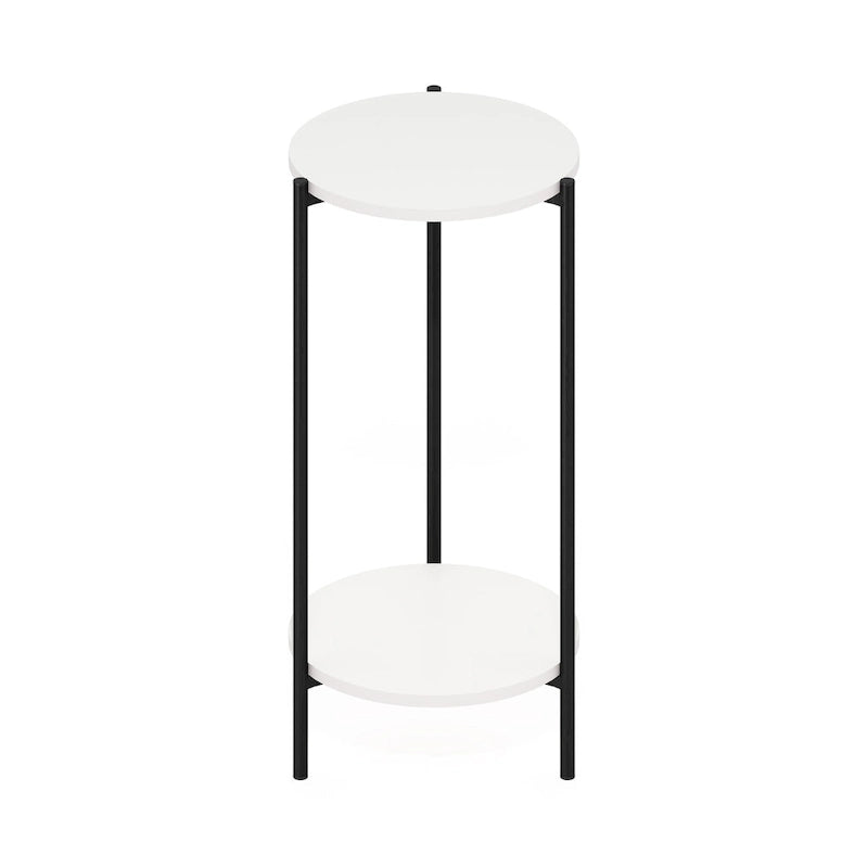 Table moderne double couche haute à bords arrondis avec pieds métalliques robustes