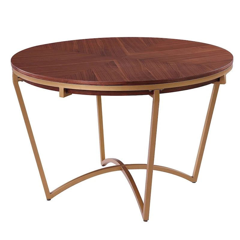 Table à manger ronde classique avec chaises de salle à manger en velours