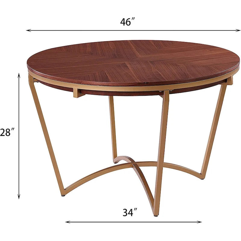Table à manger ronde classique avec chaises de salle à manger en velours