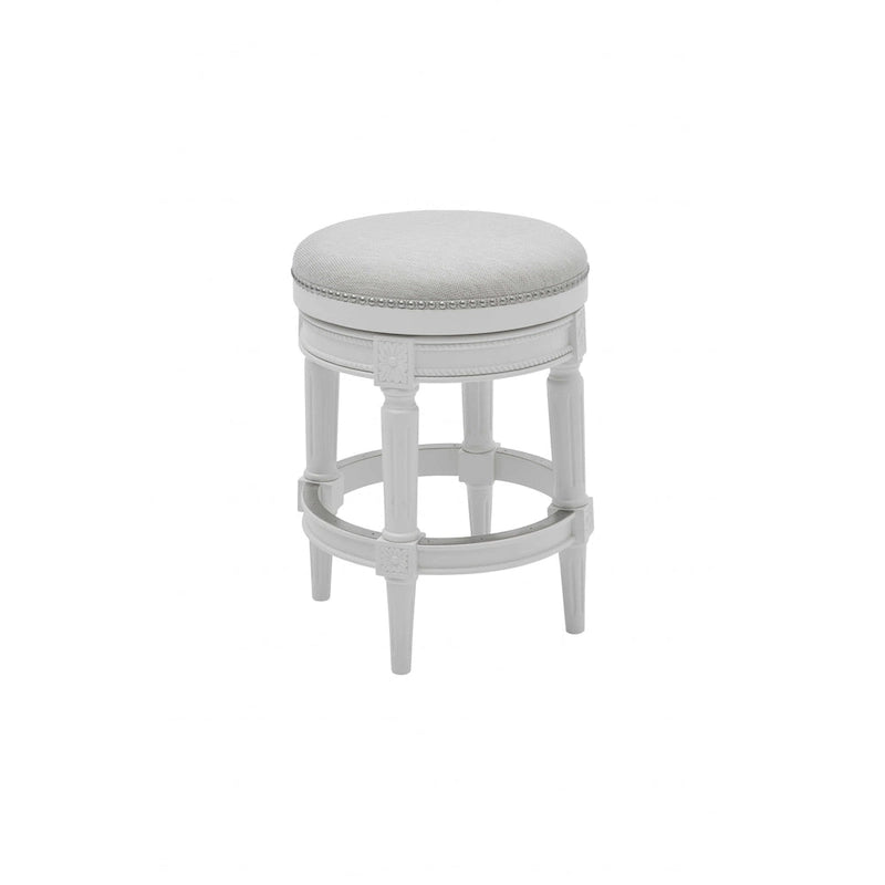 Tabouret de bar pivotant, réglable en hauteur, en bois massif blanc, avec dossier, 26 pouces