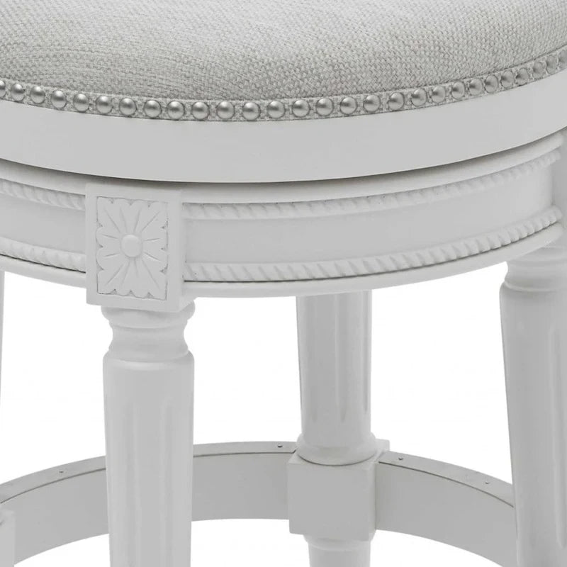 Tabouret de bar pivotant, réglable en hauteur, en bois massif blanc, avec dossier, 26 pouces