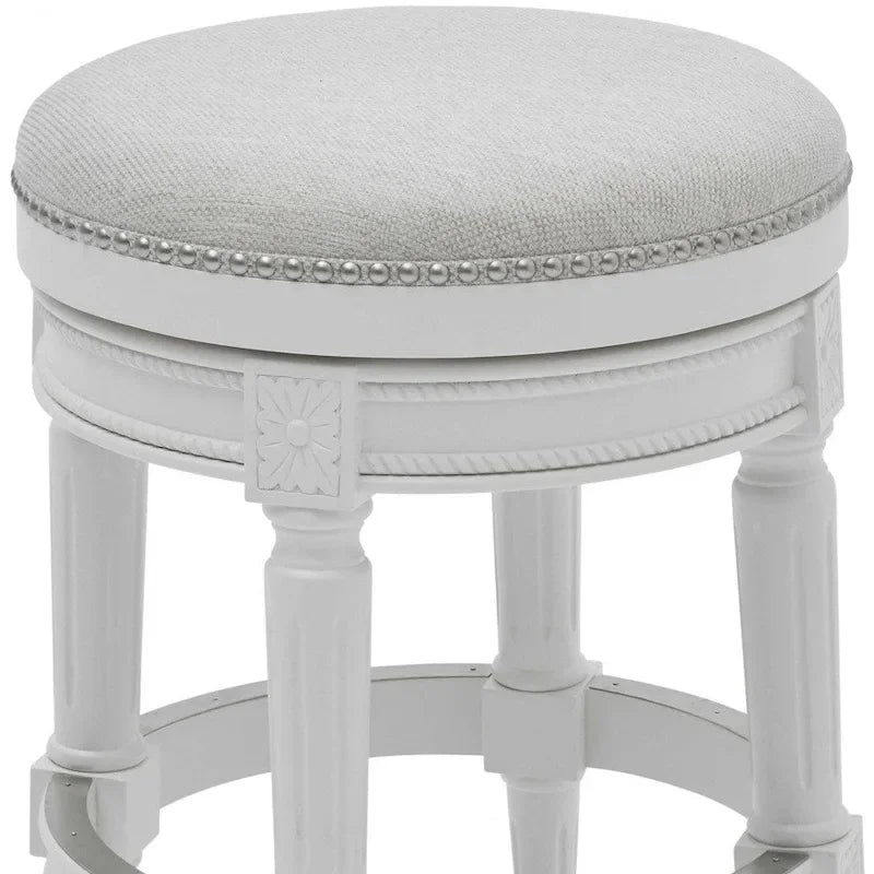 Tabouret de bar pivotant, réglable en hauteur, en bois massif blanc, avec dossier, 26 pouces