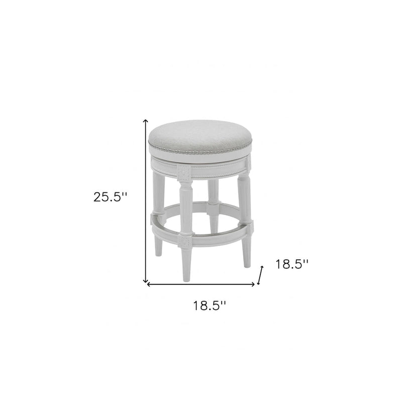 Tabouret de bar pivotant, réglable en hauteur, en bois massif blanc, avec dossier, 26 pouces