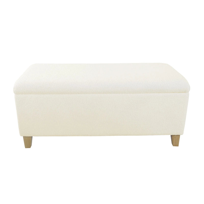 Banc de rangement rembourré en similicuir d'agneau — Crème