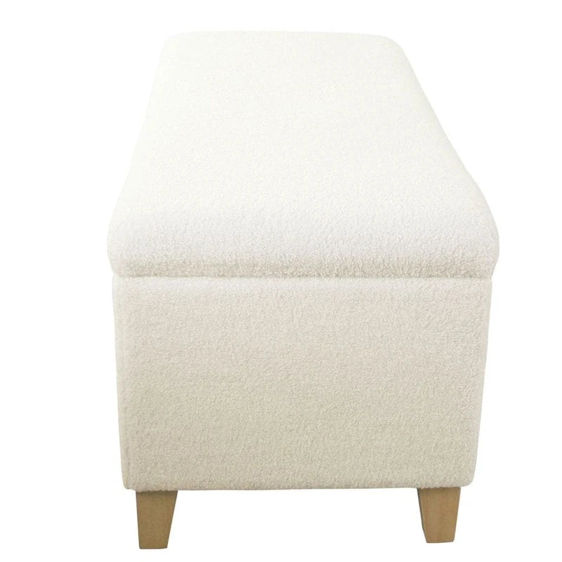 Banc de rangement rembourré en similicuir d'agneau — Crème