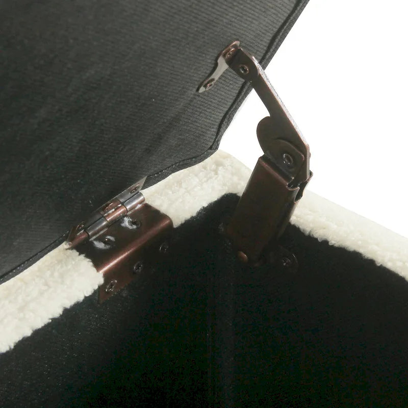 Banc de rangement rembourré en similicuir d'agneau — Crème