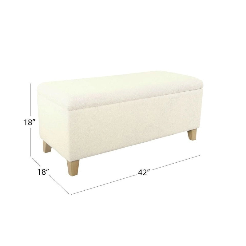Banc de rangement rembourré en similicuir d'agneau — Crème